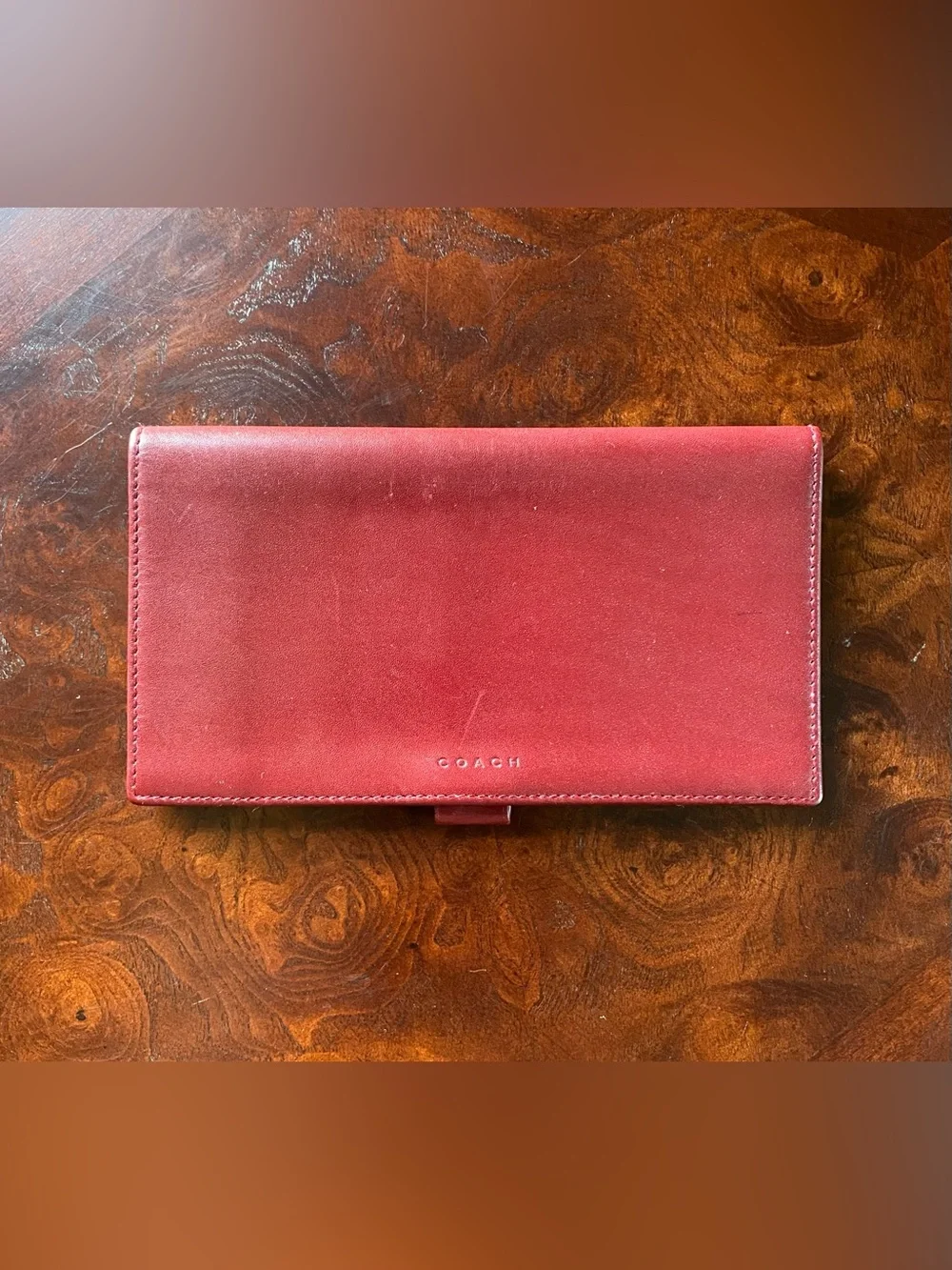 Coach Burgundy Leather Wallet Vintage with Matching Checkbook Cover